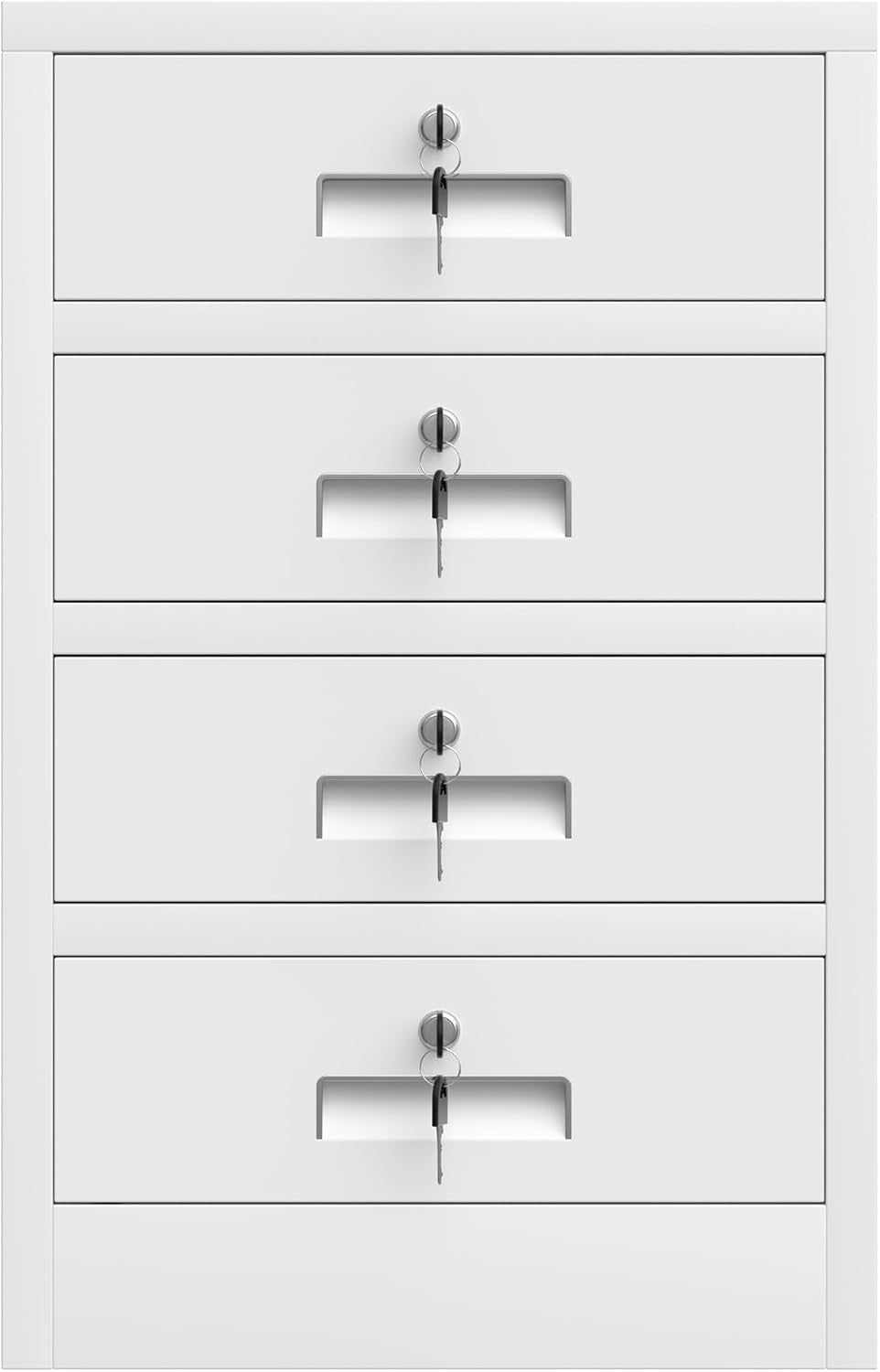 4 Drawer Metal Storage Cabinet Lockable Office Home Organiser White