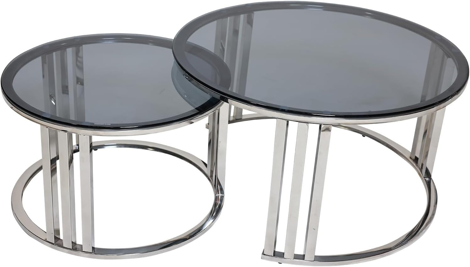 80cm Round Glass Coffee Table Chrome Metal Legs Modern Living Room Accent