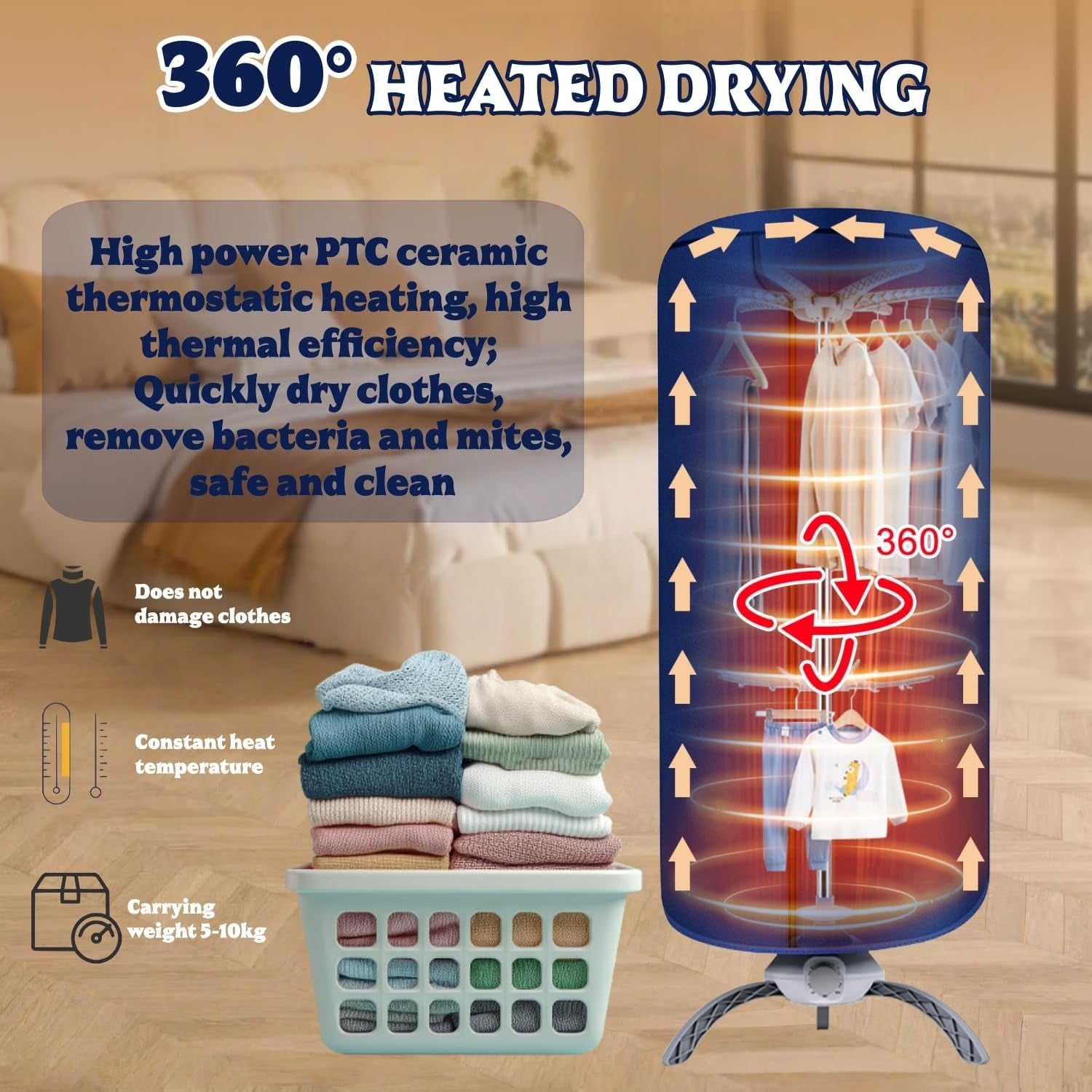 Electric Clothes Dryer 900W 2 Tier Heated Airer 12kg Portable Indoor