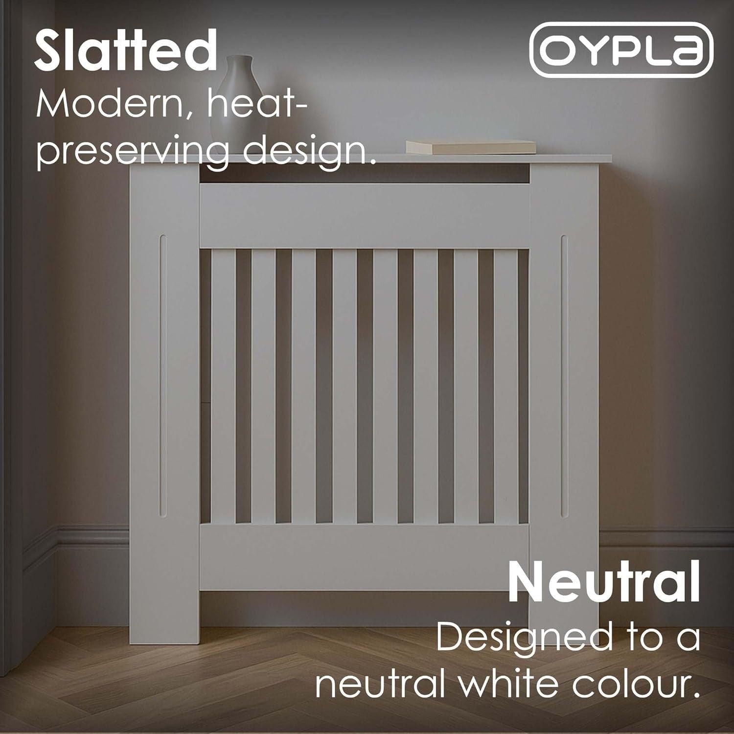 Small White Radiator Cover | Slatted MDF Cabinet
