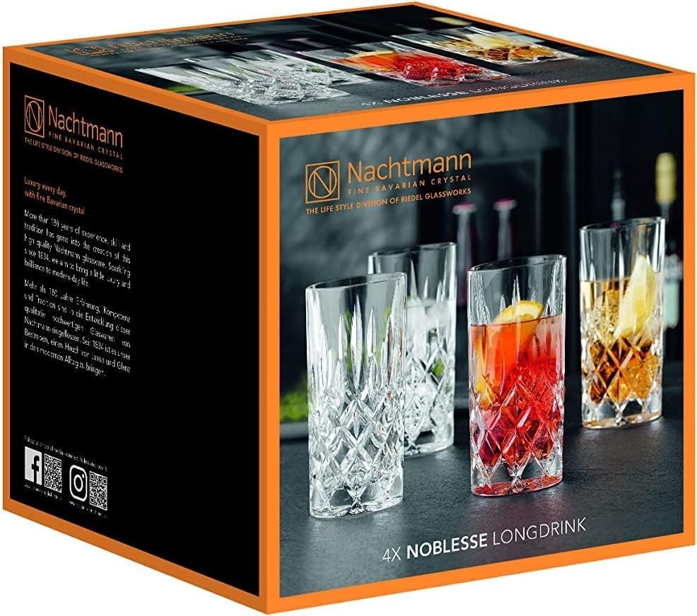 Crystal Highball Glasses Set of 4 | 375ml Cut Glass Tumblers for Cocktails