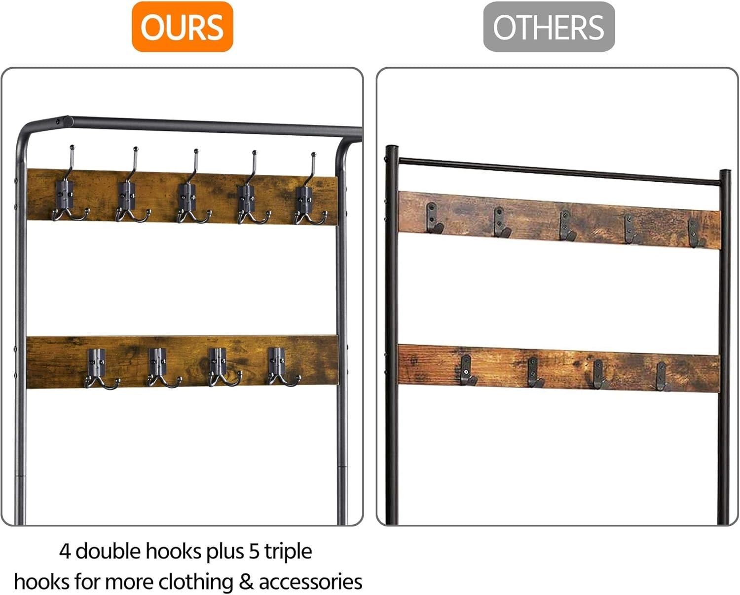 Rustic Hall Tree Coat Rack | Freestanding 2 Shelf 23 Hook Organizer Unit