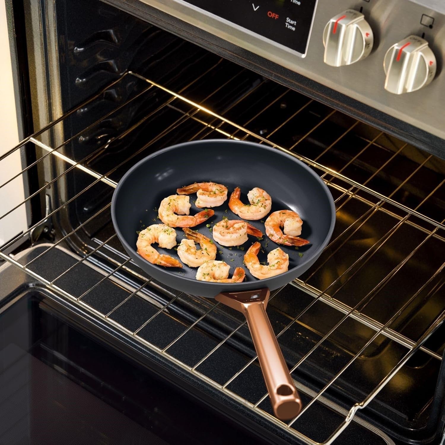 28cm Copper & Black Ceramic Non-Stick Frying Pan – Induction & Oven Safe