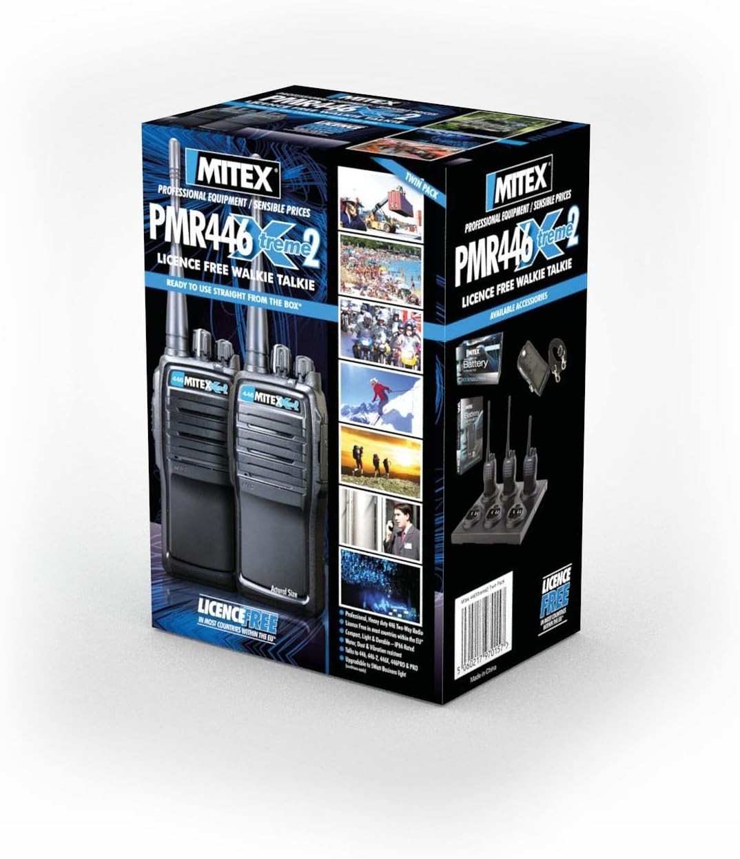 Heavy Duty Walkie Talkies Twin Pack IP66 License Free 16 Channel Radio