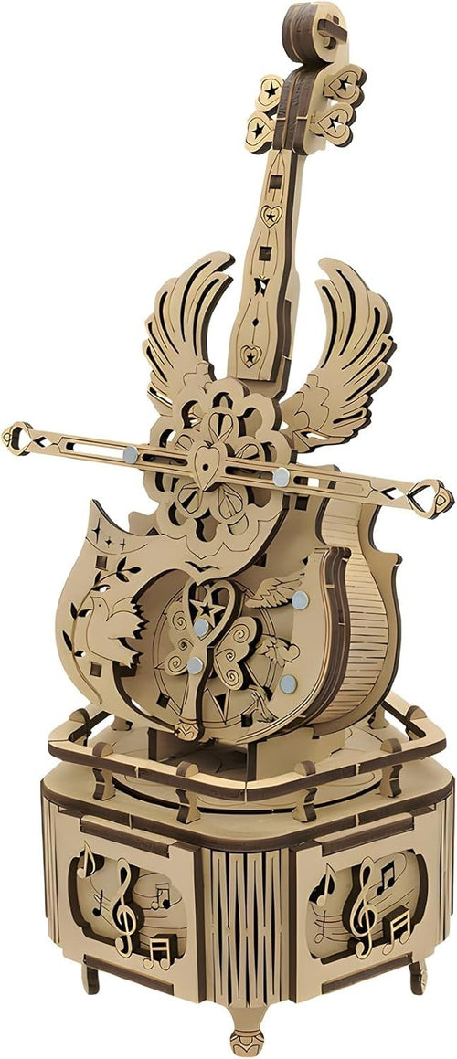 3D Wooden Cello Puzzle Music Box DIY Mechanical Model Kit for Teens & Adults