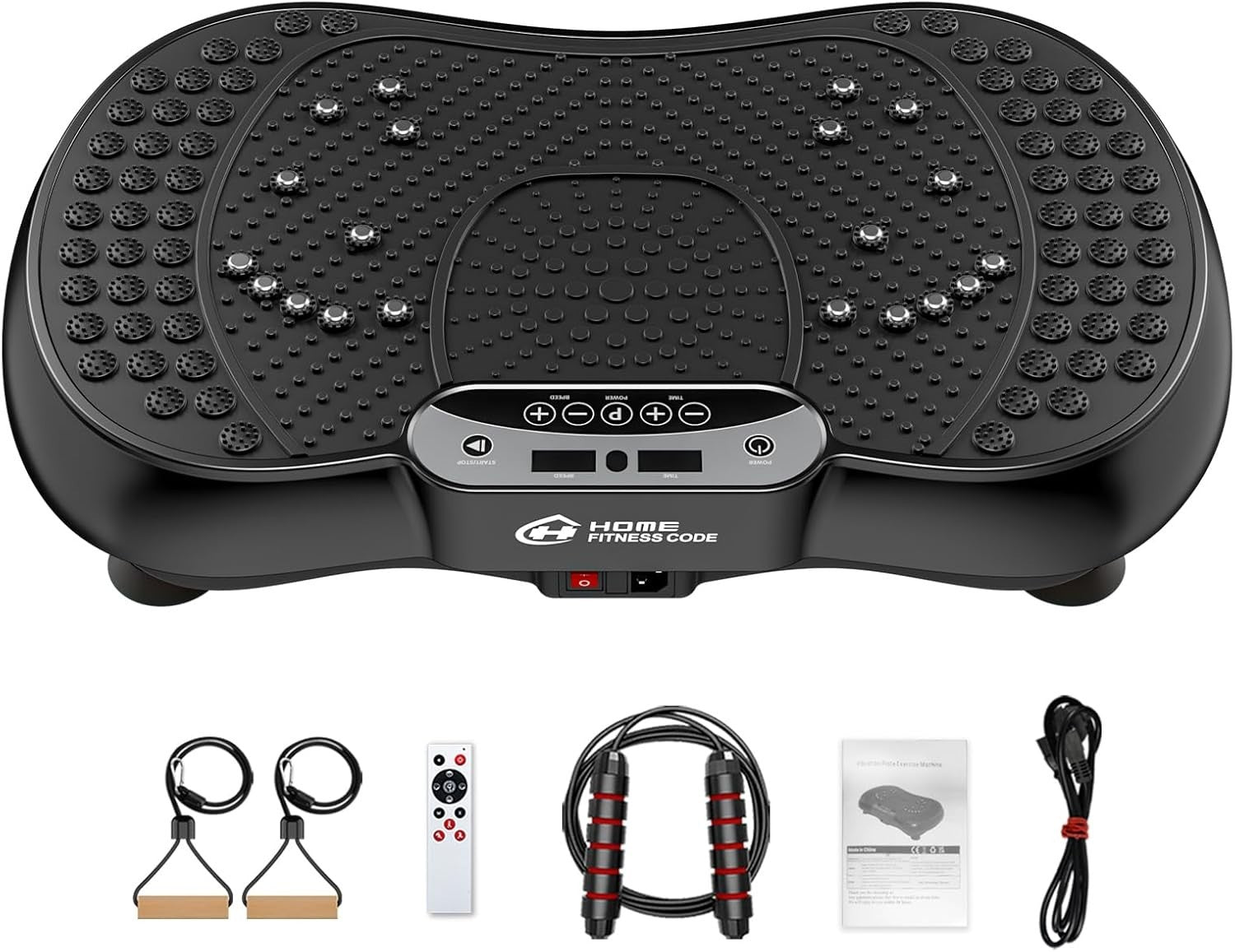 Black Vibration Plate Exercise Machine 99 Speeds Bluetooth Fat Burn
