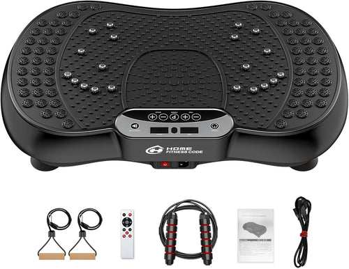 Black Vibration Plate Exercise Machine 99 Speeds Bluetooth Fat Burn