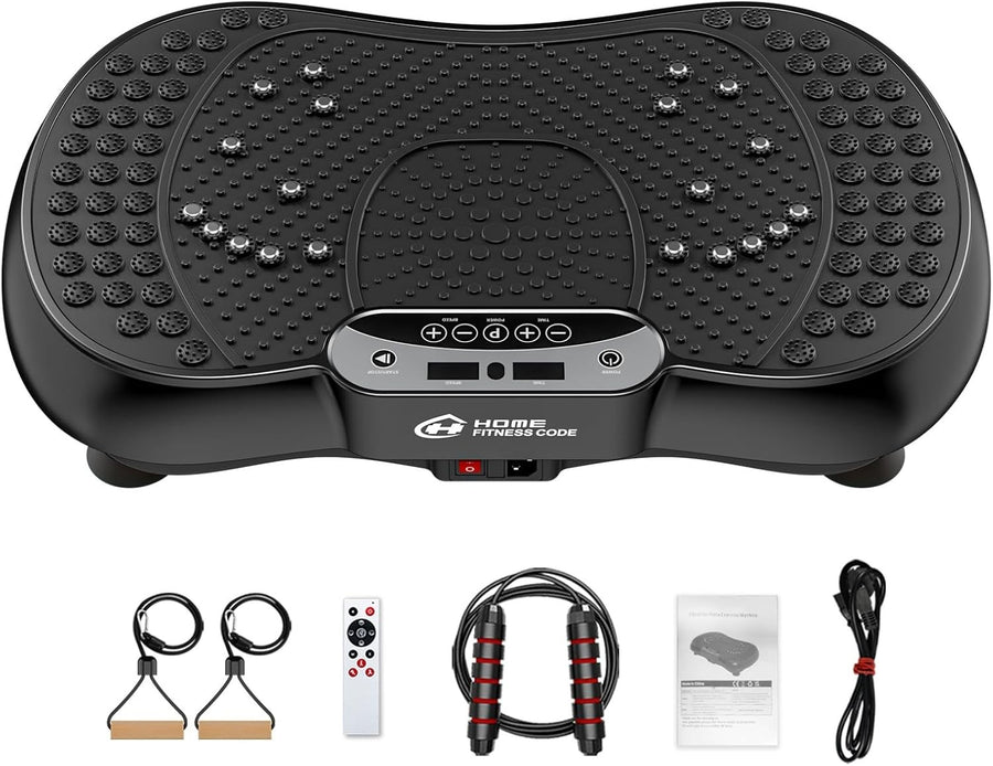 Black Vibration Plate Exercise Machine 99 Speeds Bluetooth Fat Burn