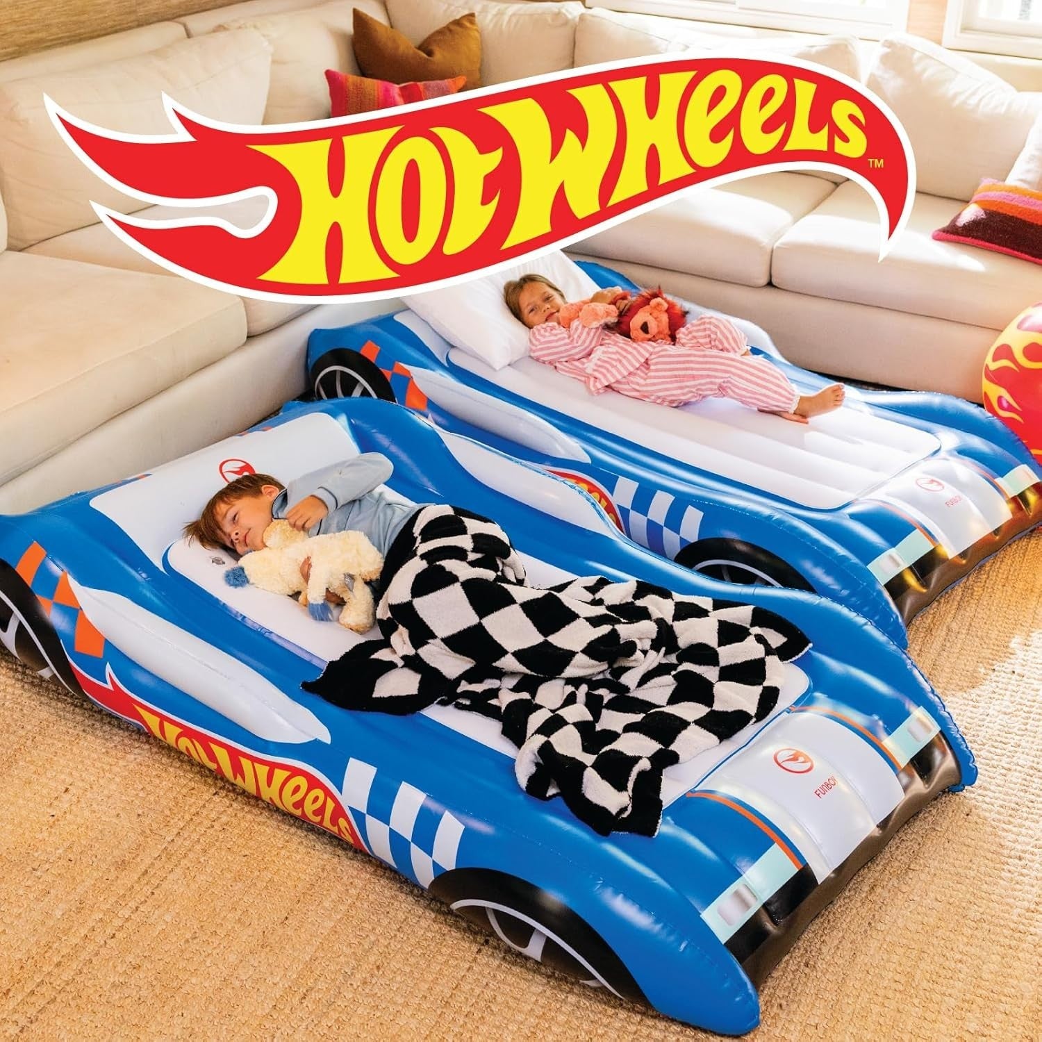 Kids Air Mattress Twin Bed – Sleepover Flocked Inflatable with Carry Bag