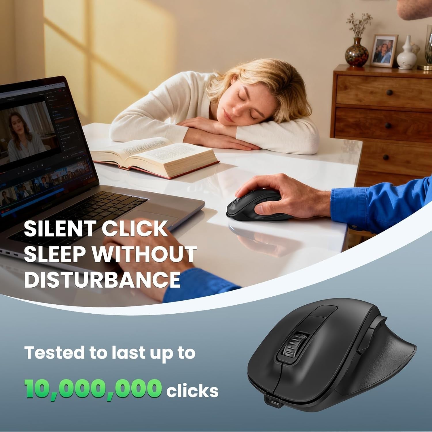Wireless Bluetooth Mouse 4800 DPI Silent Ergonomic USB Rechargeable
