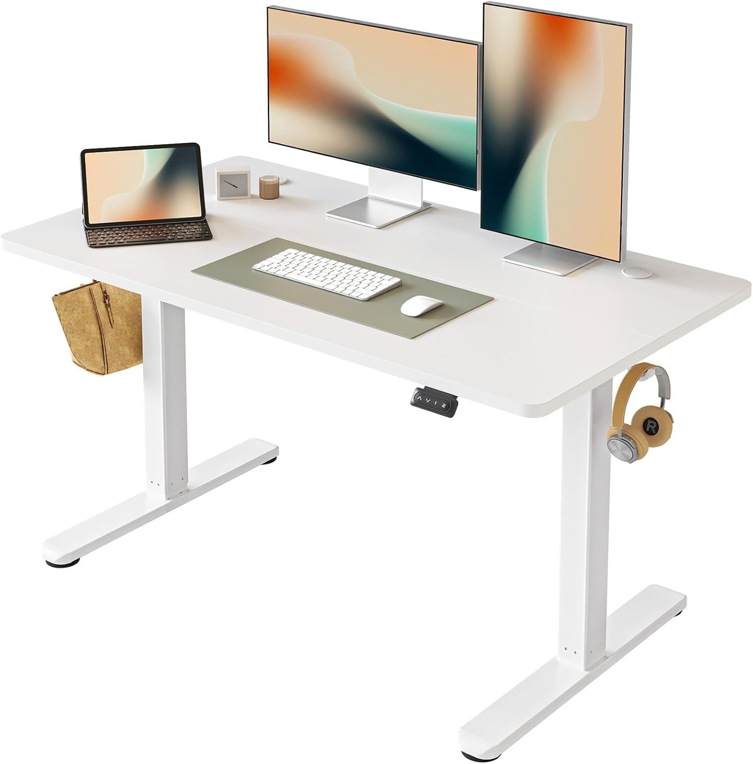 Electric Standing Desk 120x60cm White Top Adjustable Sit Stand Office Table