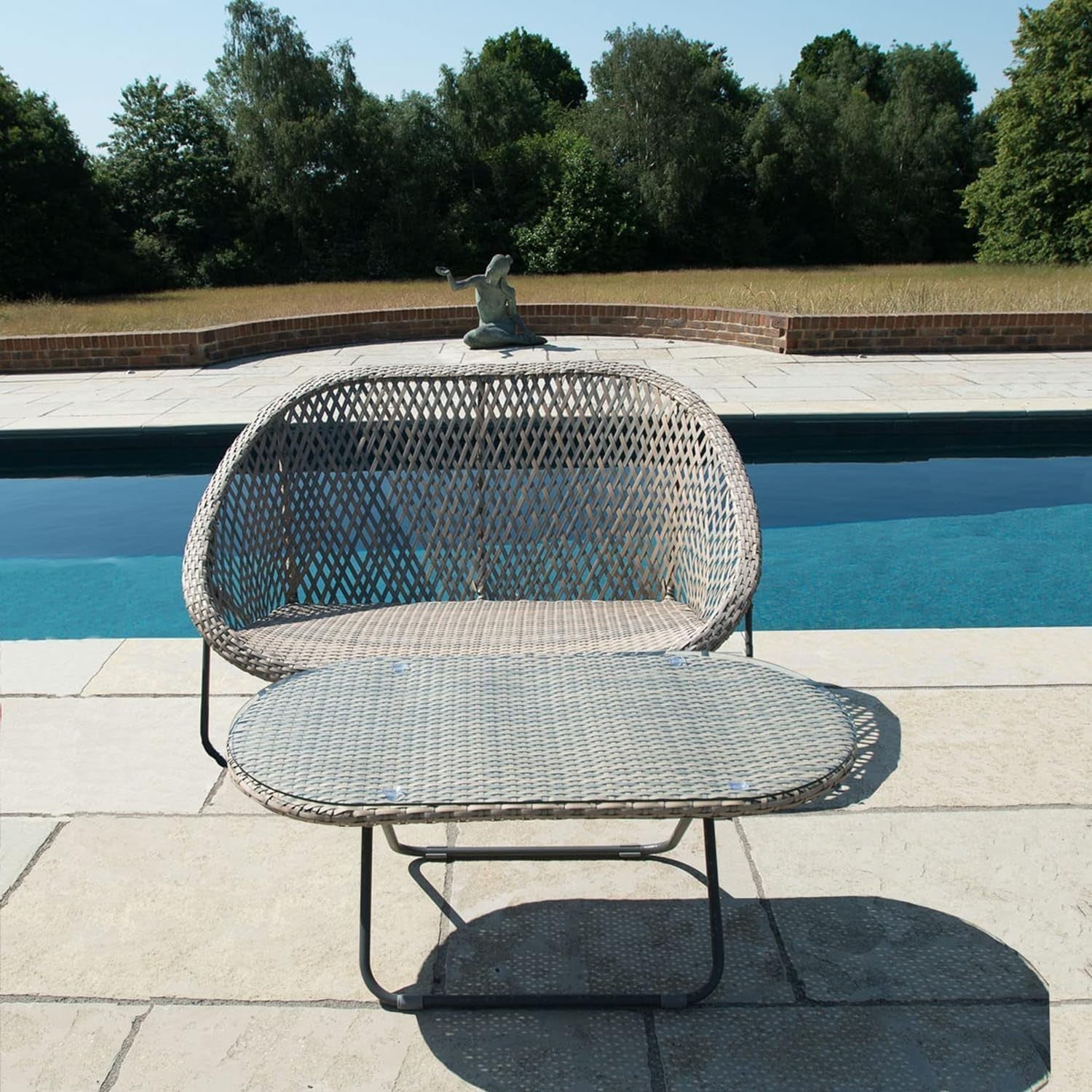 Rattan Garden Bistro Set 2 Chairs Table Patio Outdoor Furniture Weatherproof