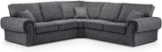 Grey 2C2 Corner Sofa 5 Seater – High Back Chesterfield L Shaped Couch