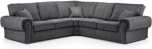 Grey 2C2 Corner Sofa 5 Seater – High Back Chesterfield L Shaped Couch