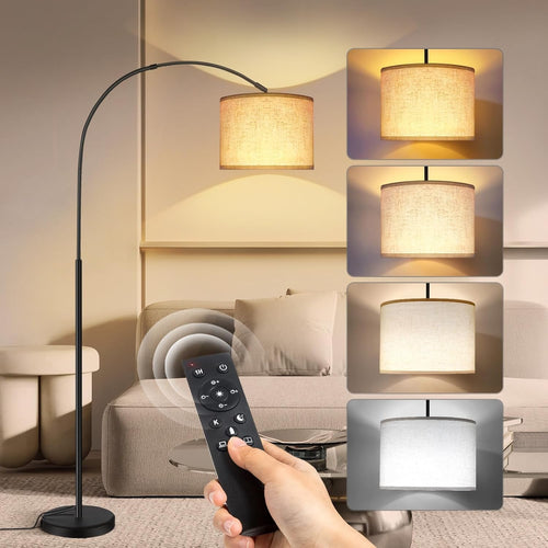Arc Floor Lamp Dimmable Remote Control LED Standing Light Black 70in