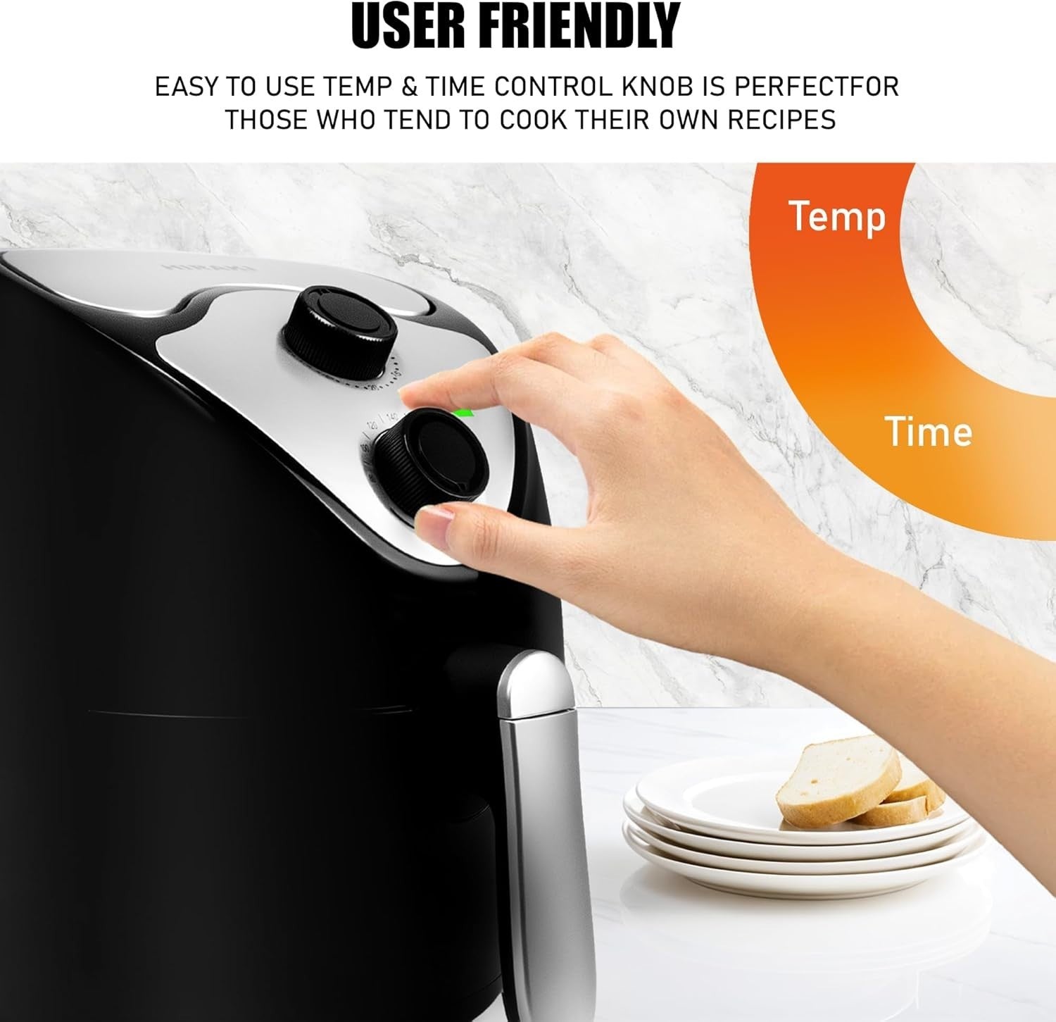 3.8L Compact Air Fryer Manual 200°C Rapid Heat 30min Timer Nonstick