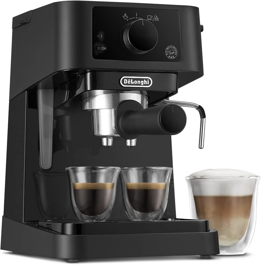 15-Bar Espresso Machine with Milk Frother Dual Thermostat Steam Wand 1100W Black