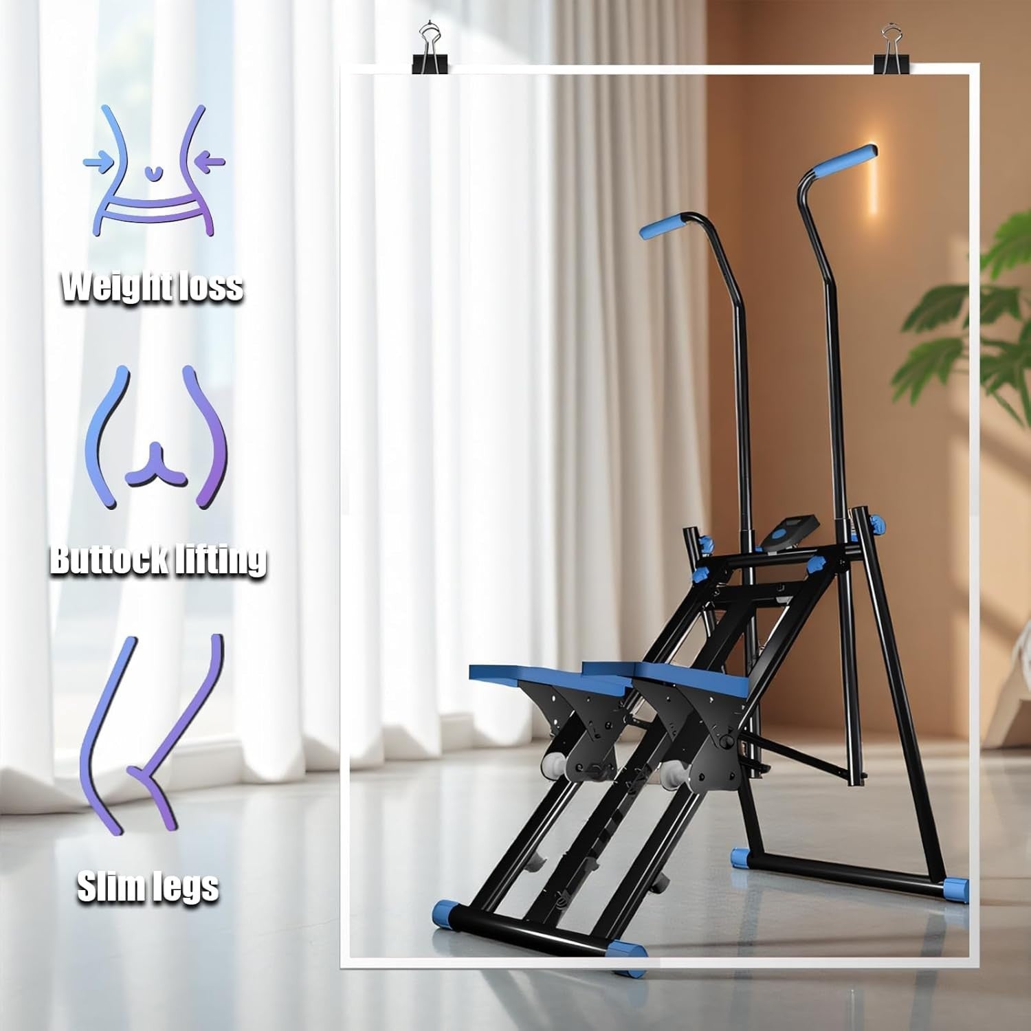 Foldable Stair Stepper Machine for Home w/ Adjustable Speed & Handle