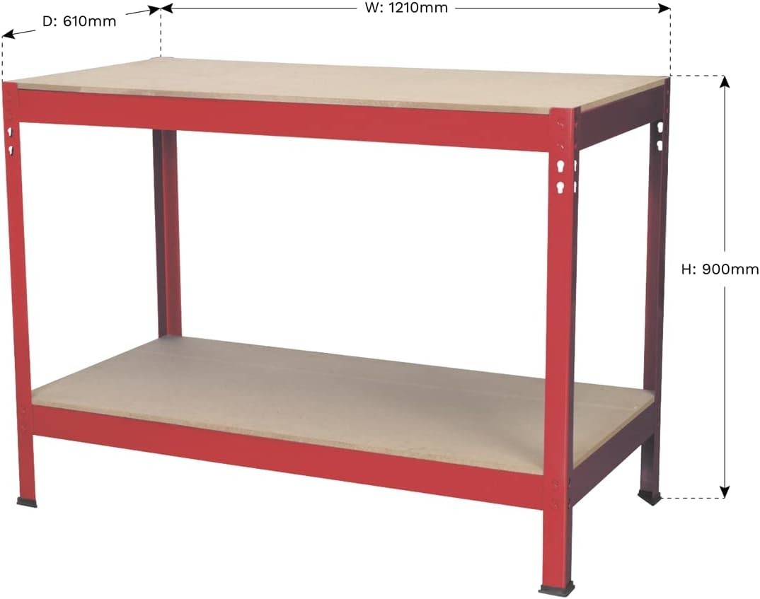 Steel Workbench 1.2m Wooden Top Clip-Together Assembly 100kg Capacity