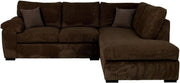 L Shaped Corner Sofa Jumbo Cord 5 Seater Right Hand Brown Comfy Couch