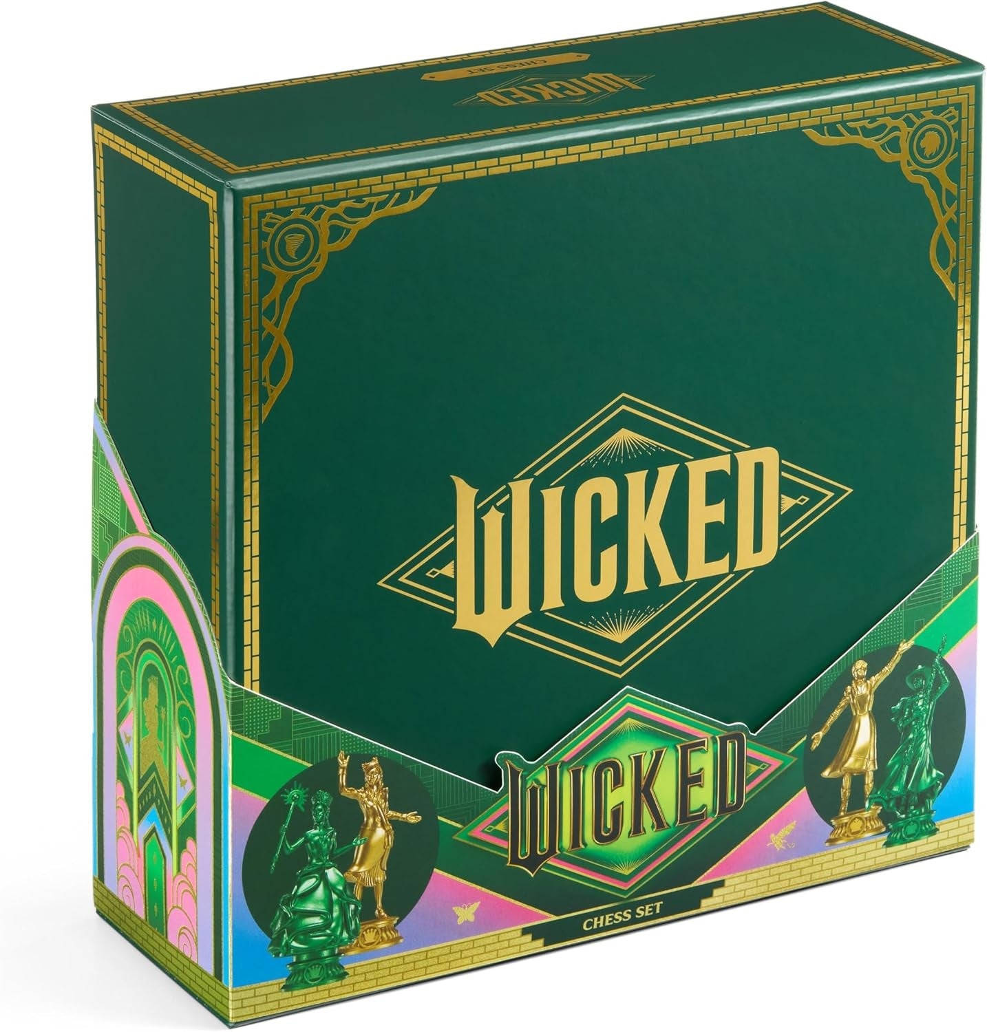Luxury Wicked Chess Set Emerald & Gold Pieces – Display Board | Collector Gift