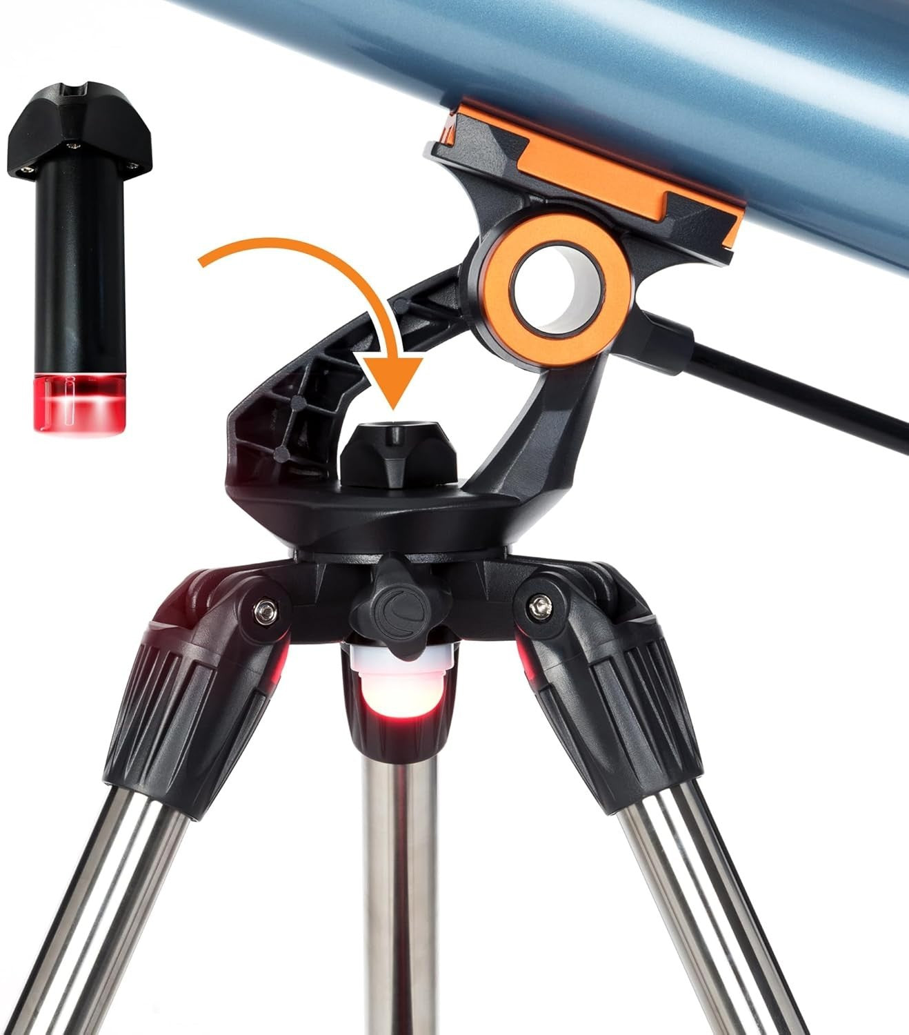 Blue 100mm Refractor Telescope with Smartphone Adapter & Adjustable Tripod