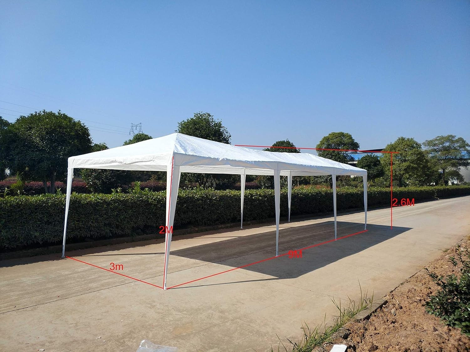 3x9M White Garden Marquee Party Tent Waterproof Outdoor PE Gazebo Canopy
