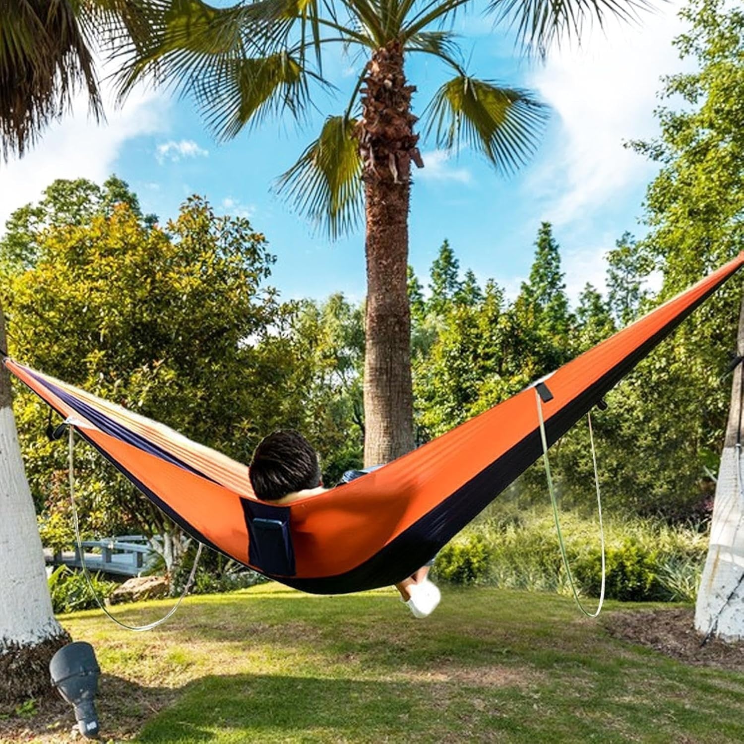 Outdoor Camping Hammock with Stand | Portable 210T Nylon Travel Bed | Waterproof