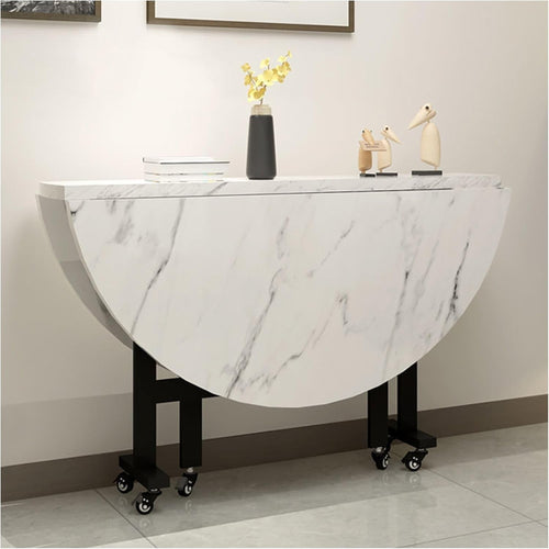 Foldable Drop Leaf Kitchen Table with 6 Wheels for Compact Spaces