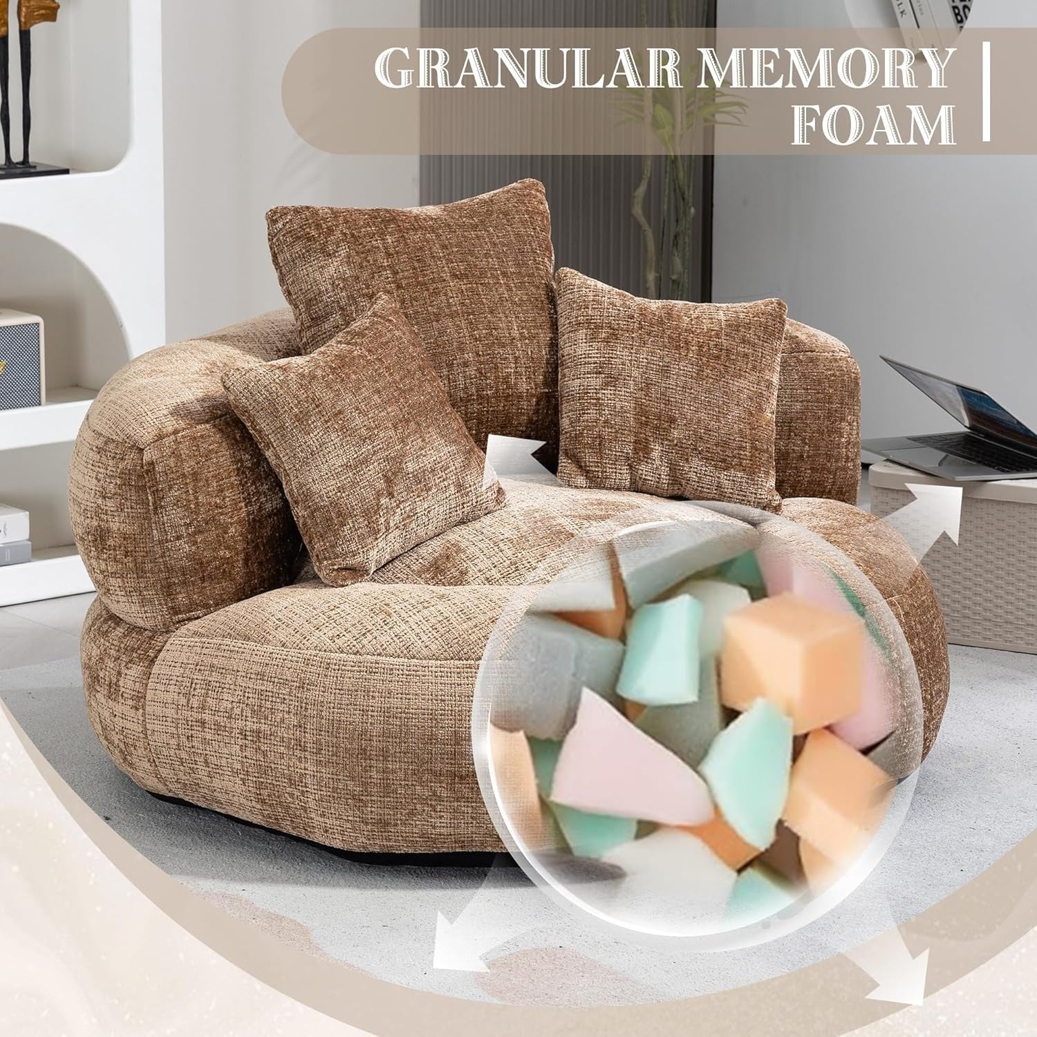 Coffee Luxury  Sofa Chair w Bean Bag / Pillows – Indoor Outdoor Gaming Seat