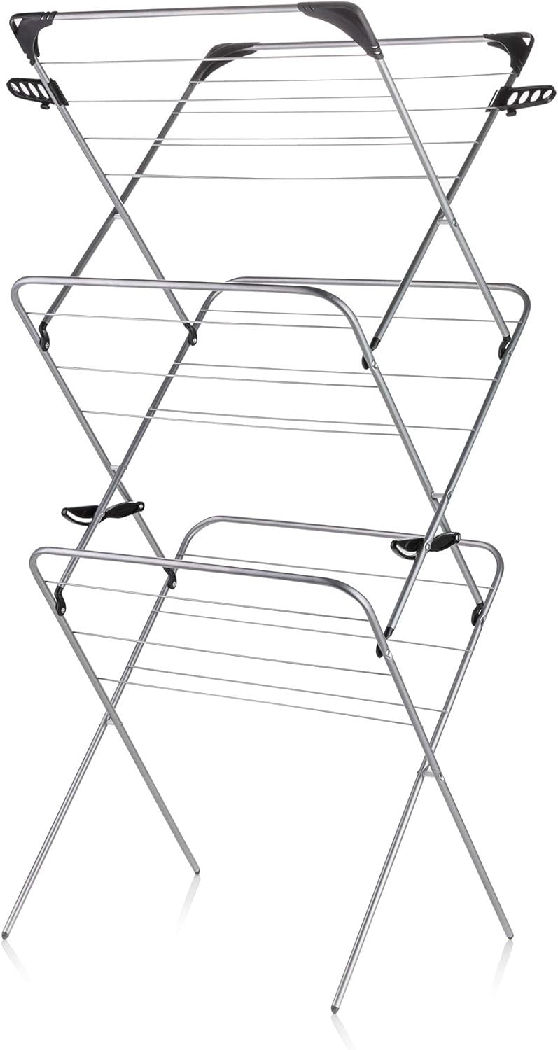 3 Tier Clothes Airer Folding Indoor Drying Rack Space Saving Laundry Stand