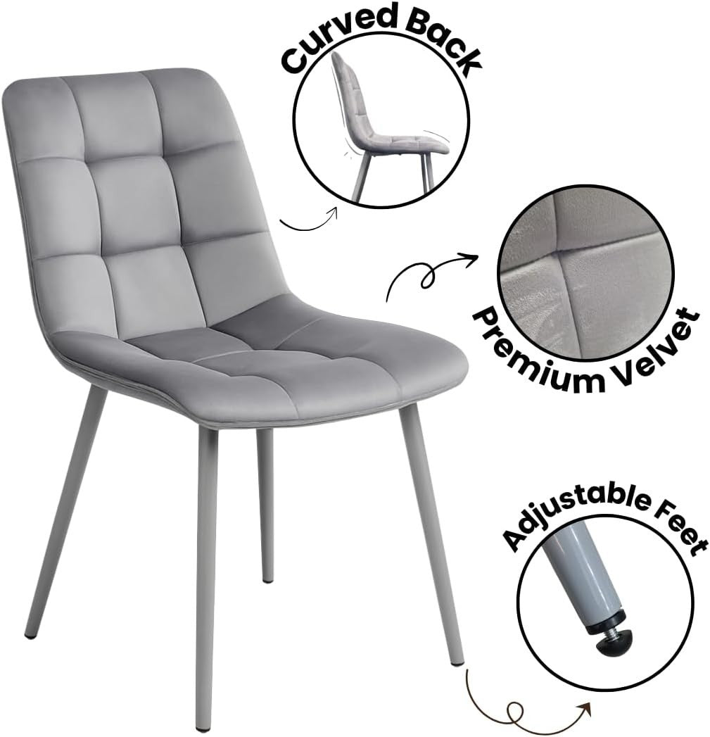 Grey Velvet Dining Table Set with 4 Chairs & Bench – Durable, Stylish Design