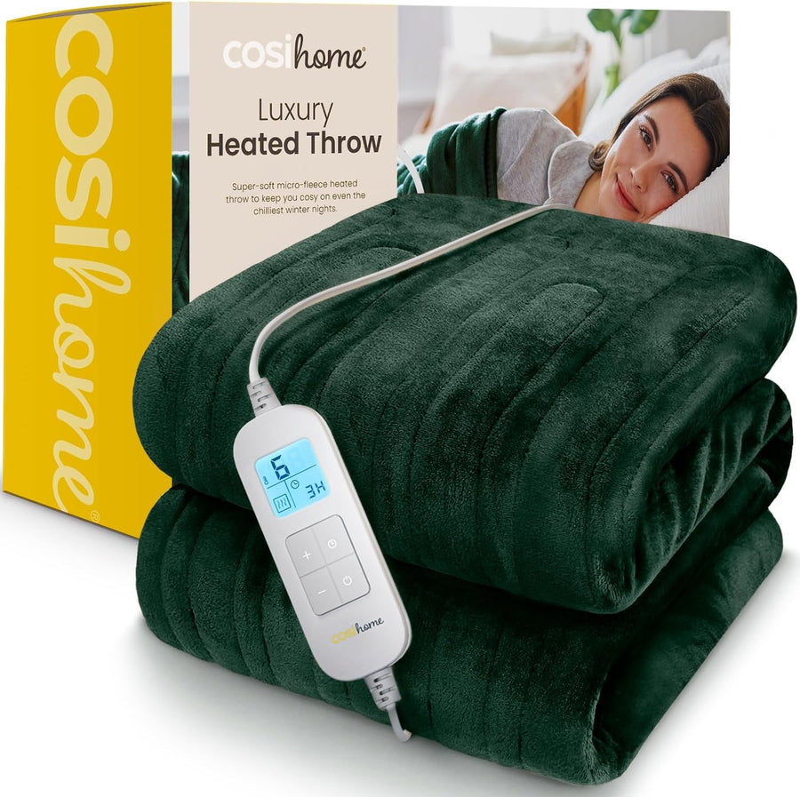 Electric Heated Throw Blanket Extra Large 10 Heat Settings Timer Washable