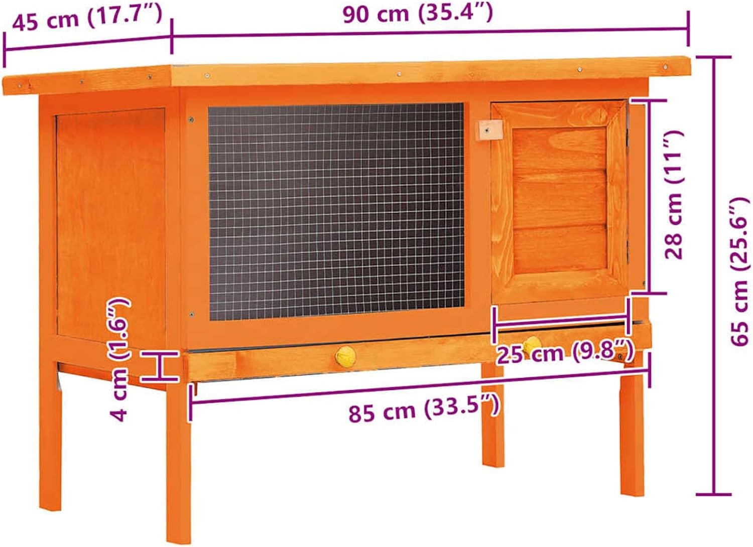 Outdoor Rabbit Hutch Wooden Cage Weatherproof Secure Small Animal House