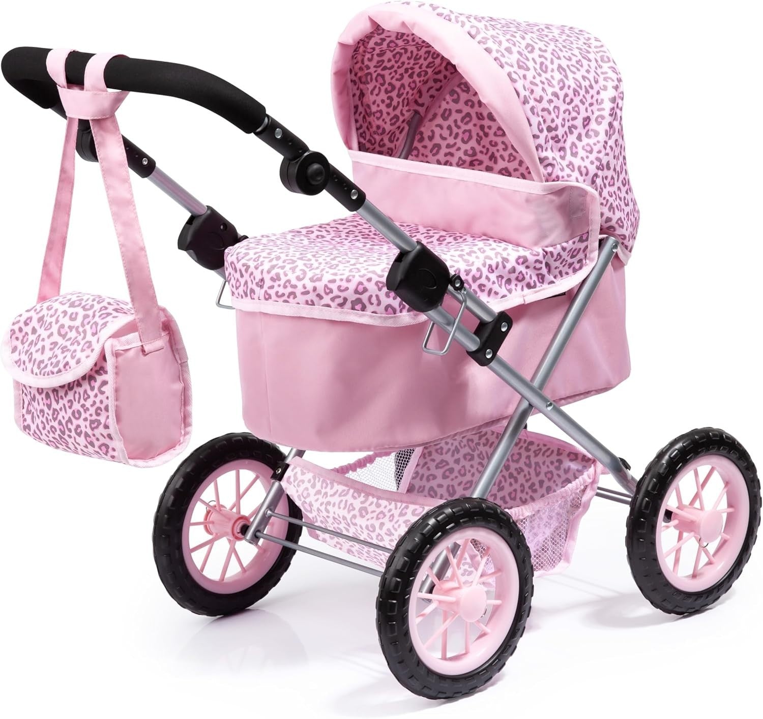 Doll Pram Pushchair Foldable Adjustable Handle with Bag Basket Fairy 46cm