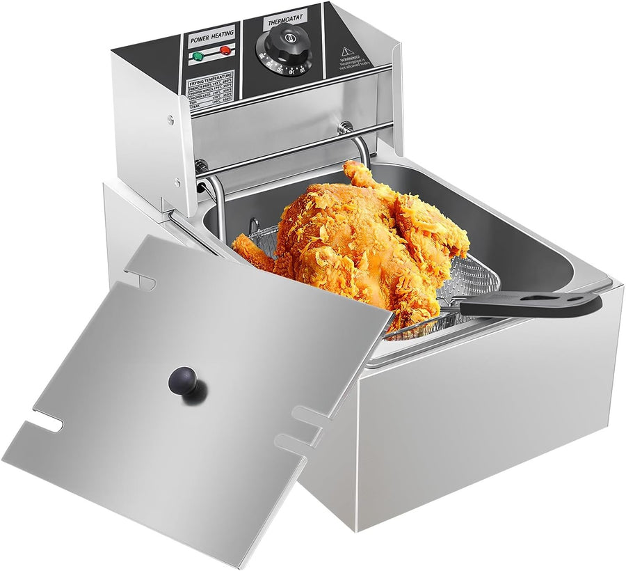 6L Commercial Deep Fryer 2500W Stainless Steel Fast Heat Countertop