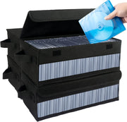4 Pack CD Storage Boxes with Lids Stackable Organizer Holds 120 CDs