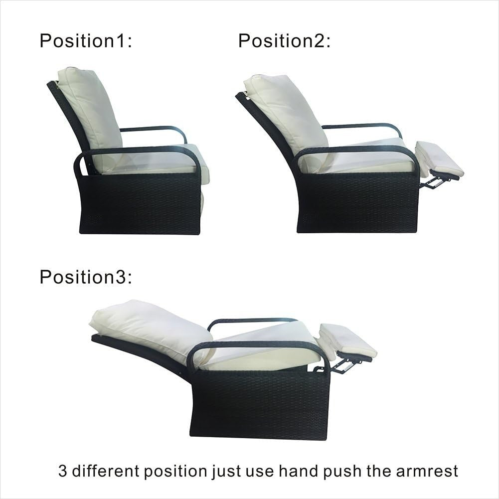 Reclining Outdoor Garden Chair with Adjustable Backrest & Thick Comfy Cushion