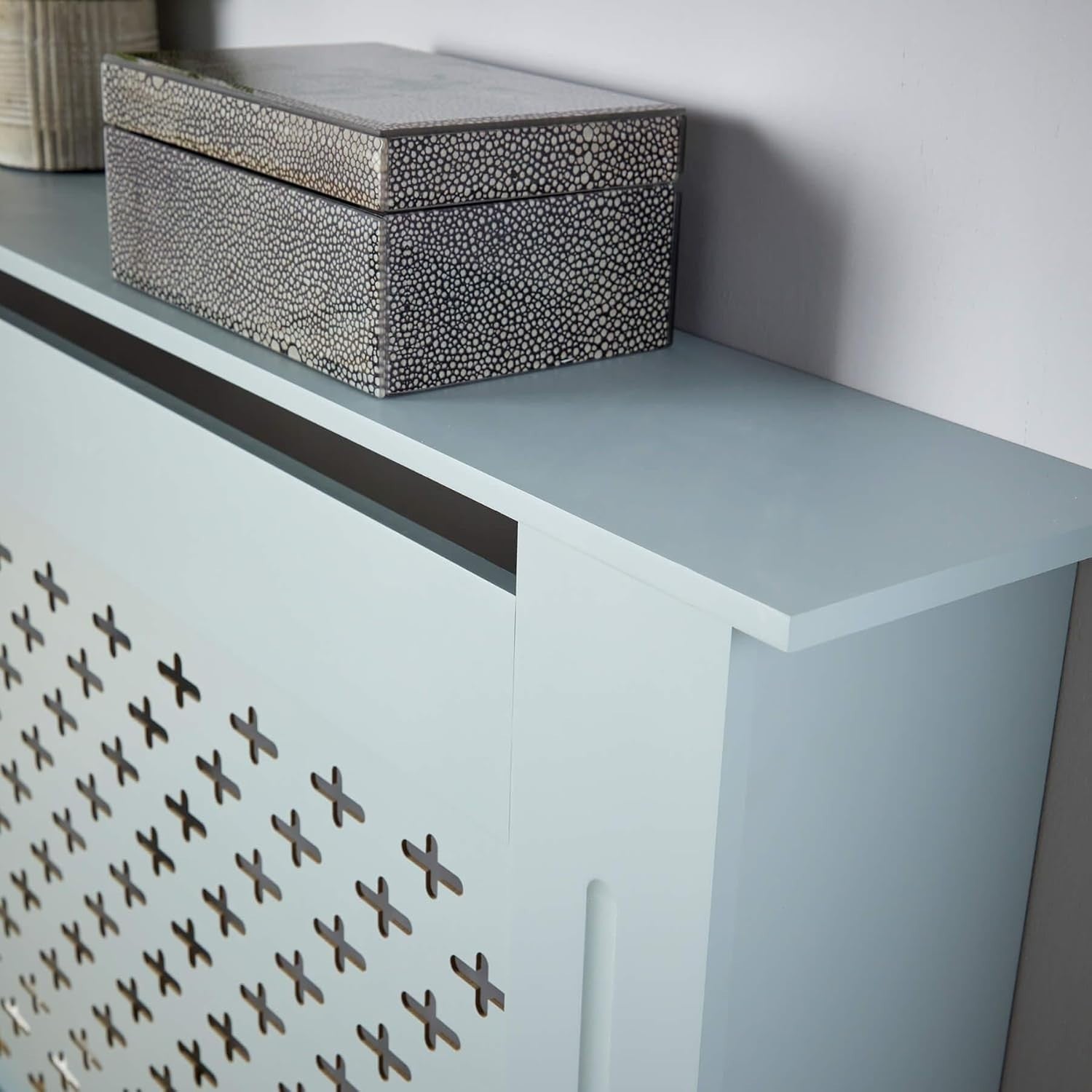 Grey Radiator Cover Extra Large 172cm Wooden Cabinet with Shelf