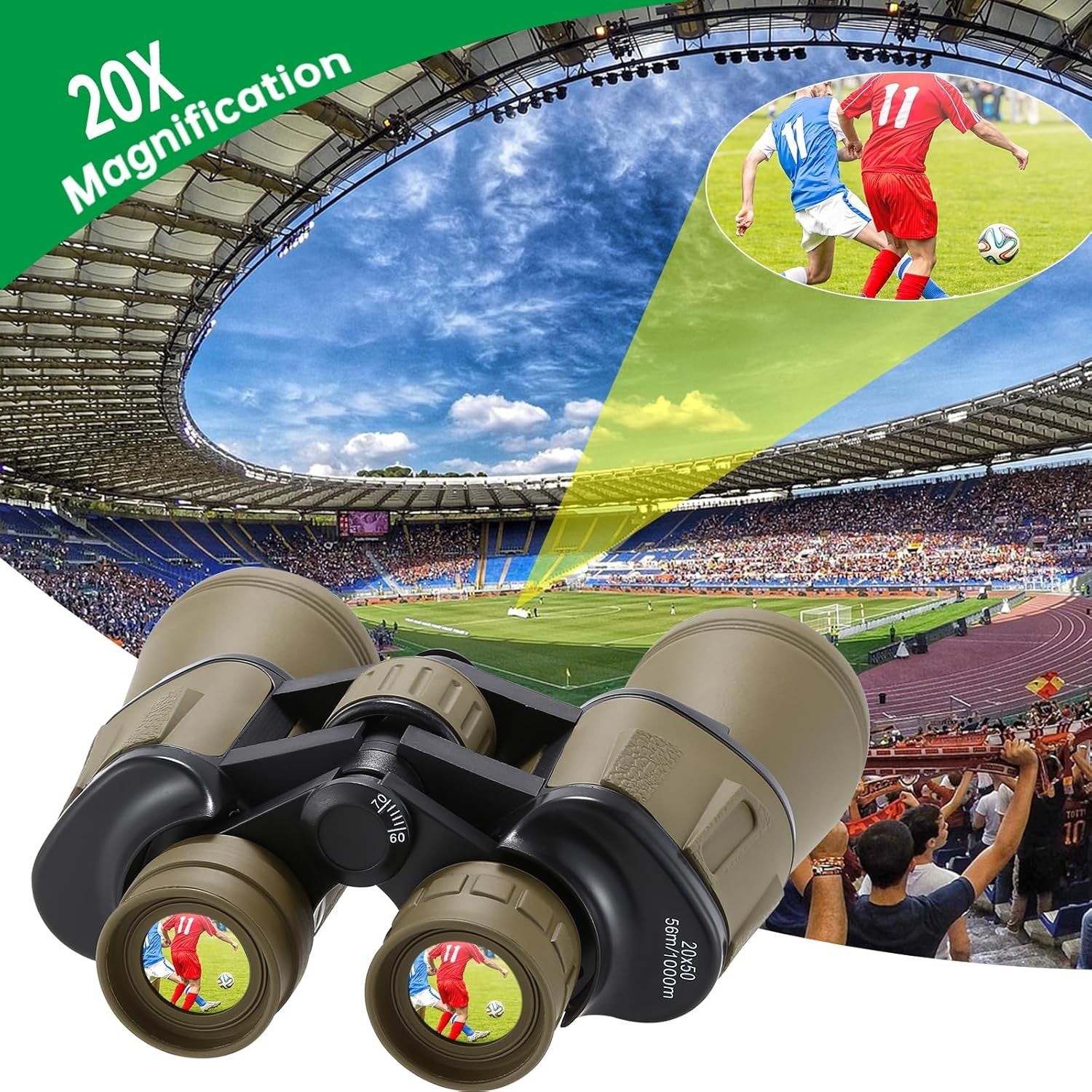 20x50 Waterproof HD Binoculars Long-Range BAK4 Prism Hunting Travel Outdoor