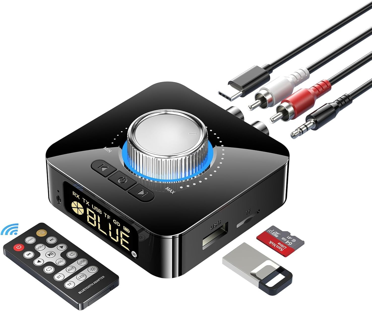 Bluetooth 5.4 Audio Receiver | HiFi Wireless Adapter | AUX RCA Dual Pairing
