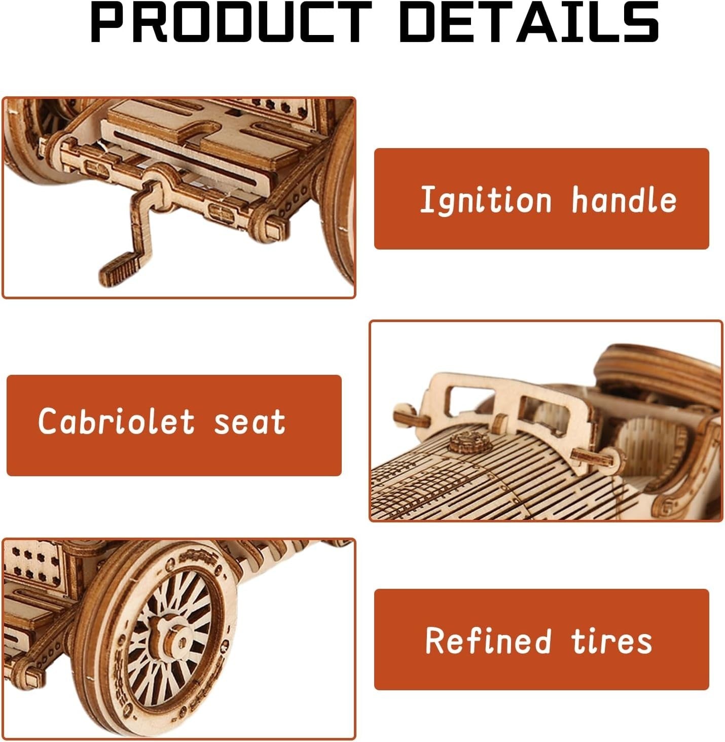 3D Wooden Car Puzzle Model Kit - DIY Build, Educational Craft, Home Decor