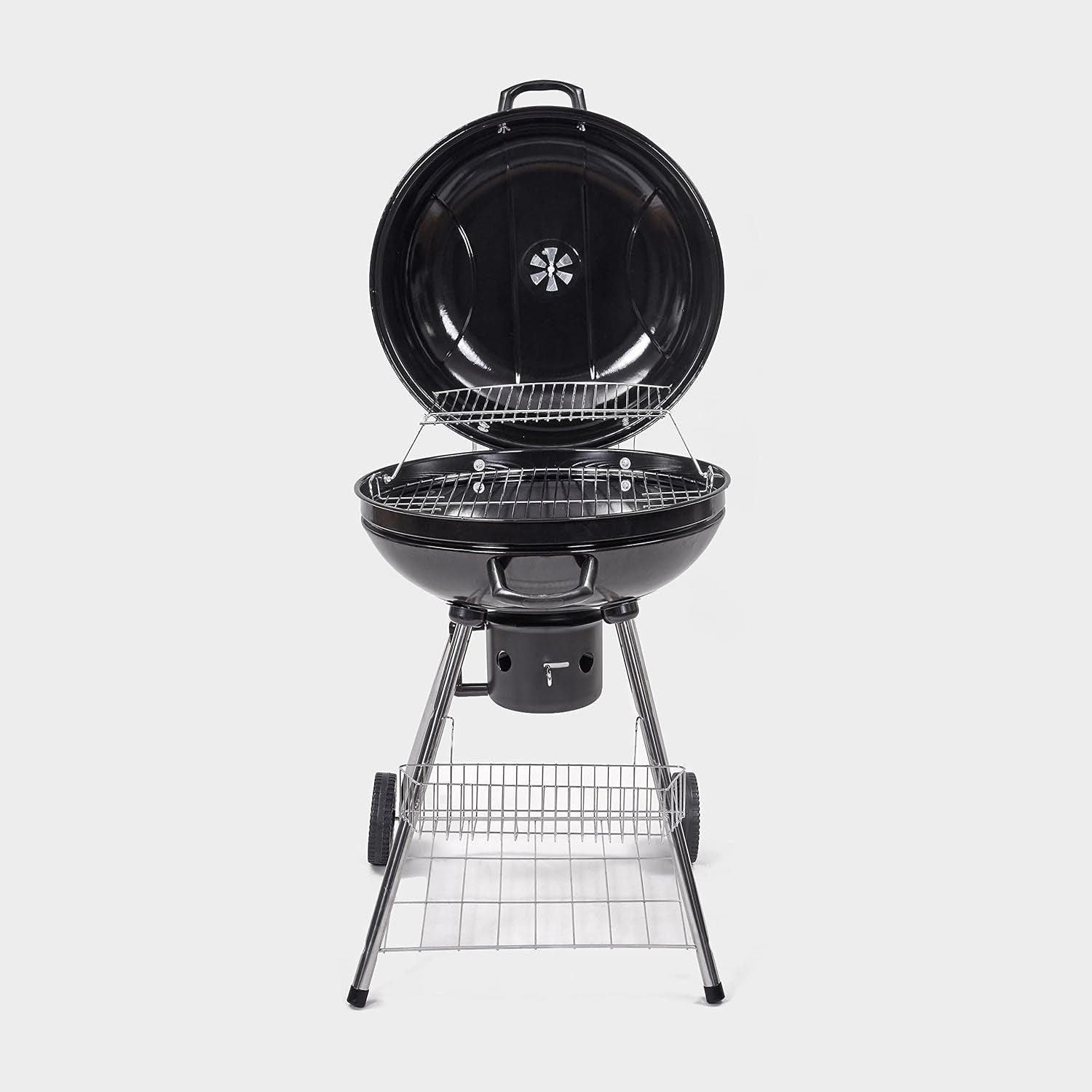 Portable Charcoal Kettle BBQ Grill with Wheels 57cm Smoker