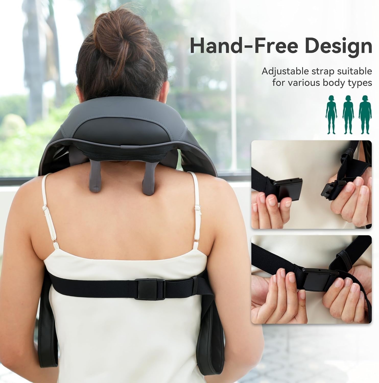 Neck Massager Shiatsu Deep Tissue Kneading Cordless Heated Shoulder Wrap