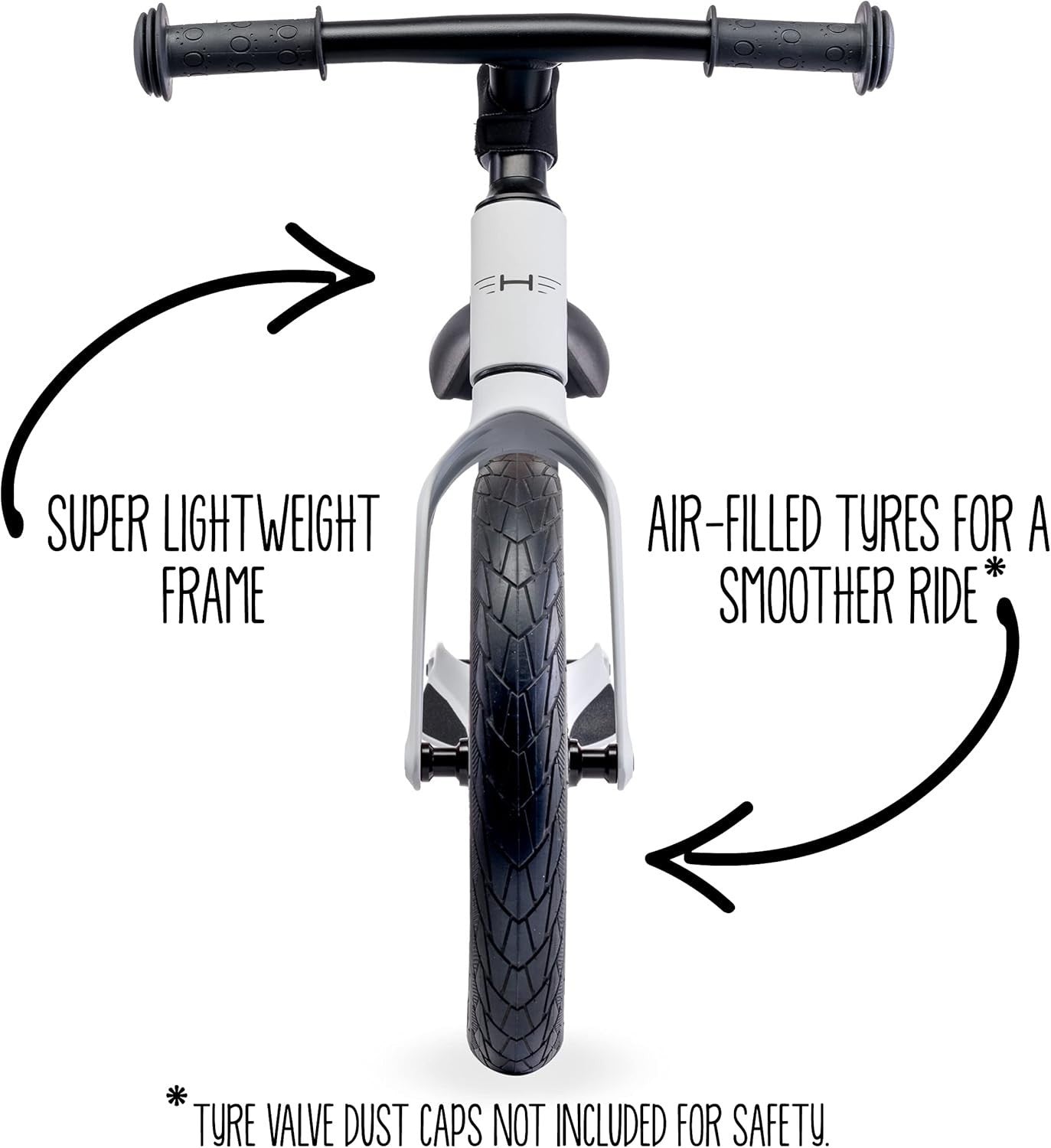 12.5" Kids Balance Bike Lightweight Toddler Push Bike Air Tyres White