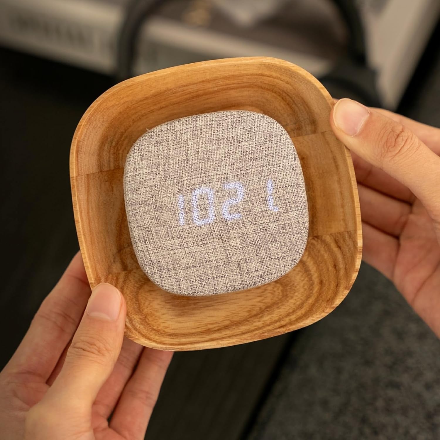 Wood LED Alarm Clock Walnut Touch Control Dimmable Bedside Desk Clock