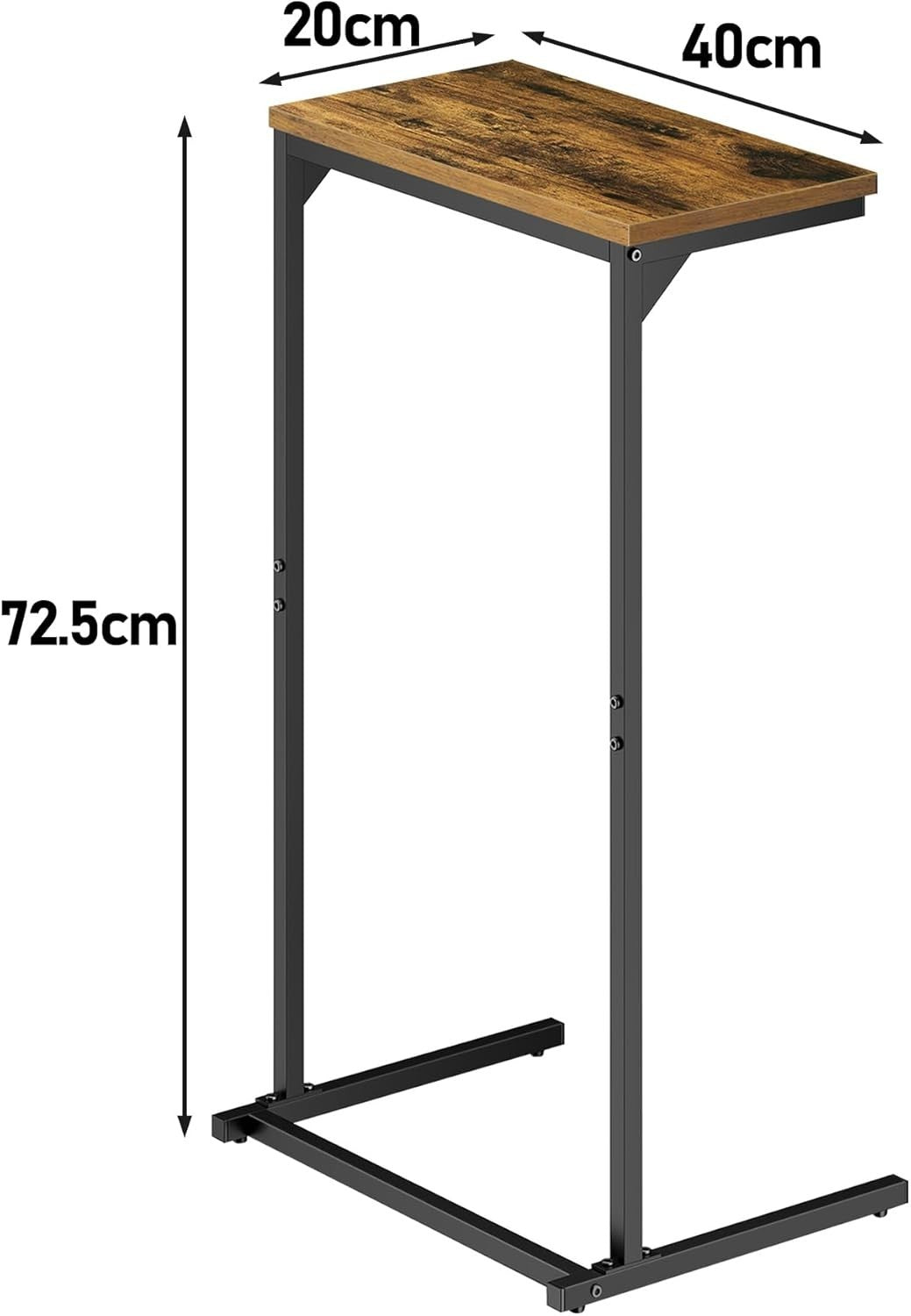 Space-Saving C-Shaped Side Table, Tall Slim Couch Table with Adjustable Feet