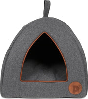 Graphite Grey Felt Cat Igloo Bed Soft Fleece Cushion Cozy Pet Hideaway