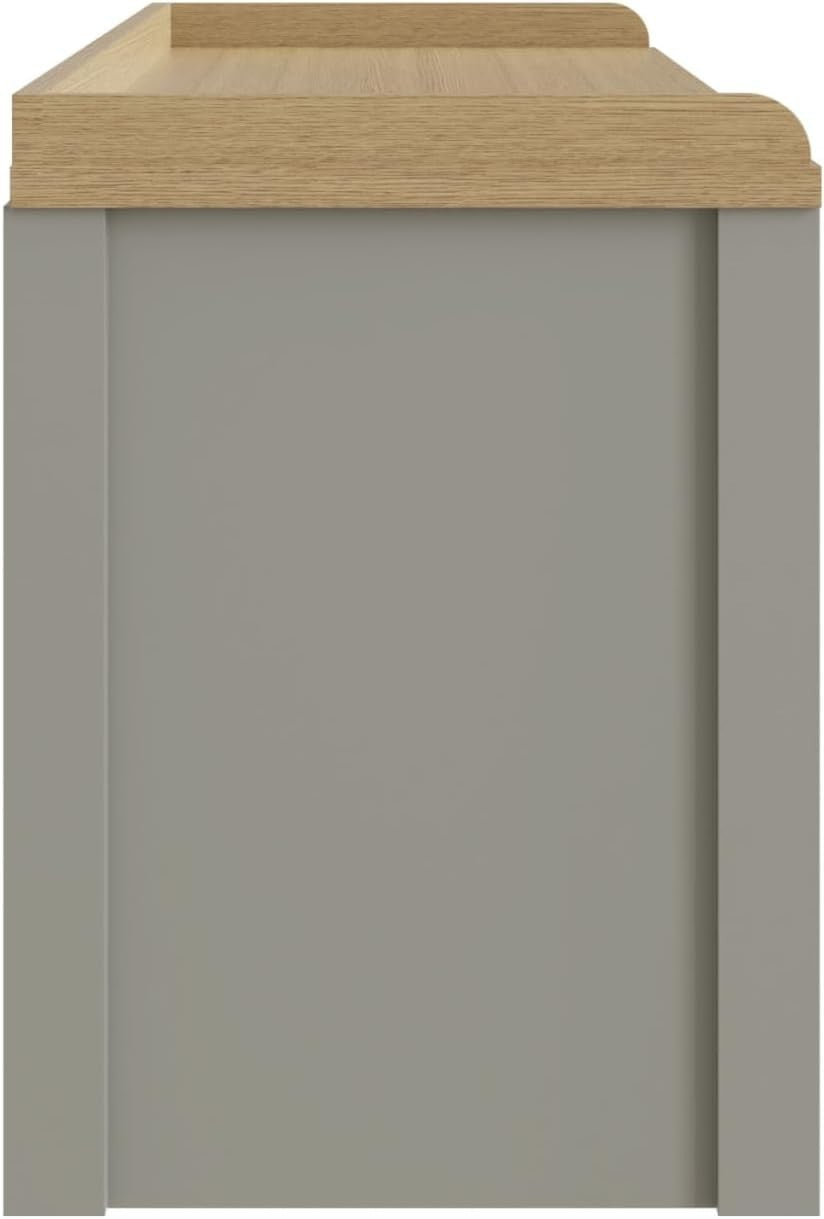 Grey 2-Door Shoe Storage Bench – Oak Entryway Seat & Hallway Organizer
