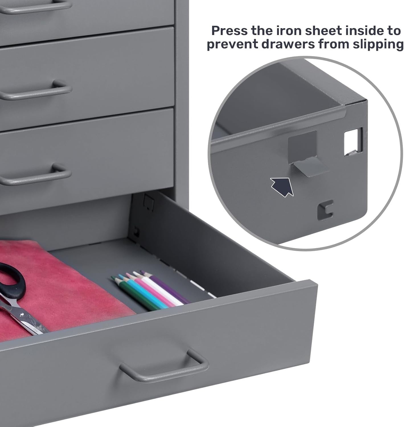 Grey Desktop A4 File Cabinet 4 Drawer Metal Office Storage Organizer